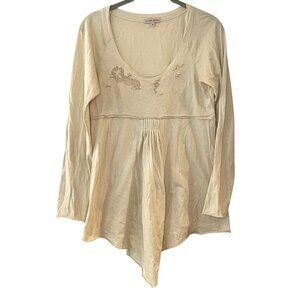 Roxanne Heptner Vintage Y2K Ivory Pearl Bead‎ Asymmetric Hem Tunic Fairy Cottage
